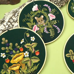 Набор для вышивания PANNA Живая картина JK-2258 Грибы. Белые 20.5 х 20.5 см