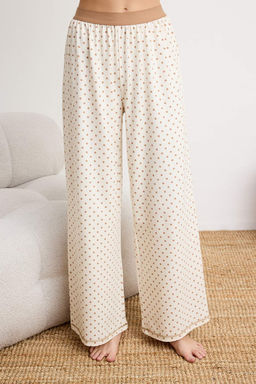 Ekru %100 Pamuklu Puantiyeli Bel Lastik Detayl? Orme Pijama Tak?m? THMSS26PT00059 - Trendyolmilla фото 3