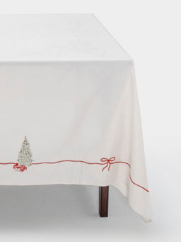 Скатерть, 170х250 см, полиэстер, бежевая, Елка с подарками, Festival