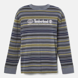 Футболка с длинным рукавом Timberland Longsleeve Striped Linear Logo Regular серая  фото 5