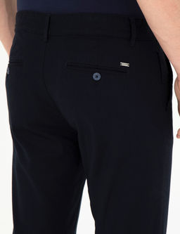 Lacivert Slim Fit Kanvas Pantolon
