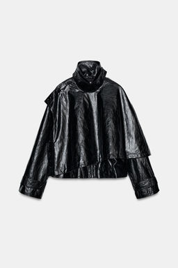 LEATHER EFFECT JACKET WITH SCARF ZW COLLECTION - Zara фото 17