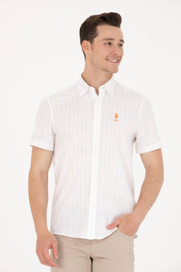 U. S. Polo Assn / Мужская белая рубашка в кирпичную полоску - U.s. polo assn фото 15