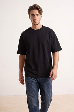 Siyah Oversize/Geni_ Kal_p D_k_ml_ _rme T-Shirt TMNSS26TS00076