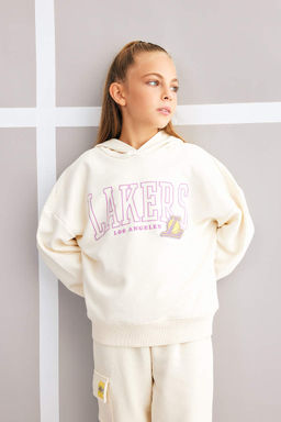 Толстовка с капюшоном для девочек NBA Los Angeles Lakers - Defacto фото 3