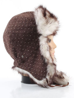 3436 BROWN Шапка-ушанка детская (100% шерсть, искусственный мех)