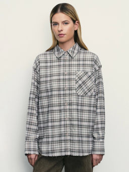 Рубашка в клетку с необработанным краем / Zarina фото 3