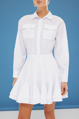 Trendyolmilla Siyah Etegi Belden Ac?lan Volan Detayl? Mini Dokuma Elbise TWOSS25EL00064  фото 9