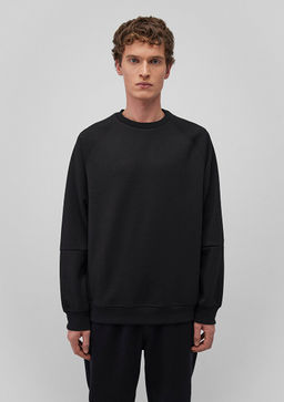 Bisiklet Yaka Siyah Basic Sweatshirt - Mavi фото 4