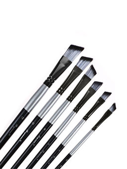 Набор кистей синтетика (№2.4.6.8.10.12) плоские, скошенные, 6 штук (международный размер)