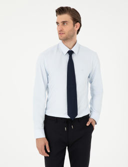 A__k Mavi Slim Fit Uzun Kollu Basic G_mlek