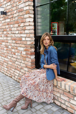 Платье Lenata 11354 рисунок на бежевом