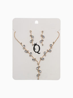 Набор 2 предмета: серьги, колье Изумление цветение, цвет белый в золоте, 42 см