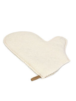 Рукавица для бани и сауны «Лучший банщик», шерсть 50%, полиэфир 50%, белая