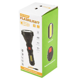 Фонарь ручной 14х5,8х5,8см, 4 режима свечения: максимальный; экономичный; сигнальный; боковой на панеле корпуса, две светодиодные лампы OSL/COB LED, встроенный аккумулятор емкостью 800 мАч, пластиковый корпус, цвет - черный, с USB зарядкой, USB-кабел - Домашняя мода фото 6