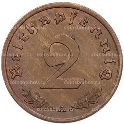 Монета 2 рейхспфеннига 1940 года A Германия