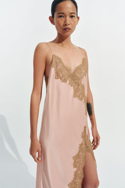 VESTIDO SATINADO ENCAJE ZW COLLECTION / Rosa empolvado - Zara фото 6