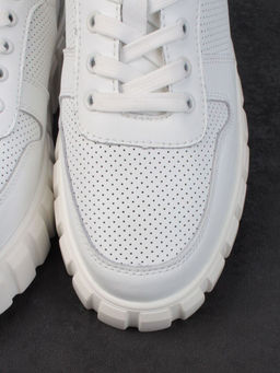 05-PDA97-1 WHITE Кроссовки женские (натуральная кожа)