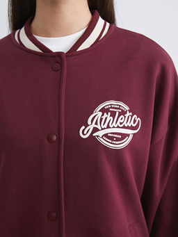 Bask?l? Oversize Kad?n Kal?n Kolej Ceket