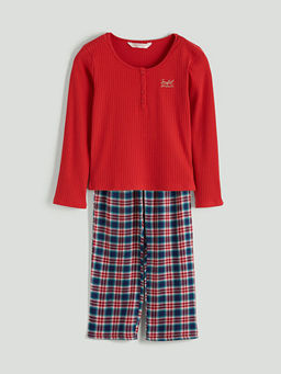 Bisiklet Yaka Ekose Kad?n Pijama Tak?m?