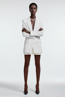 TRENDYOLMILLA Beyaz Vatkal? Oversize Blazer Ceket TWOSS25BC00033