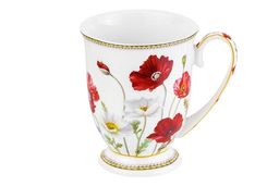 Кружка 300 мл 11*8*11 см "Маки" на ножке, NEW BONE CHINA