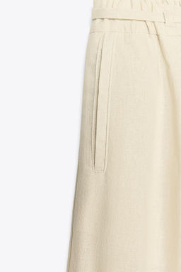 LINEN BLEND WIDE-LEG TROUSERS WITH BELT - Zara фото 12