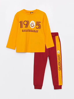 Bisiklet Yaka Galatasaray Bask?l? Erkek Bebek Sweatshirt ve E?ofman Alt? Tak?m