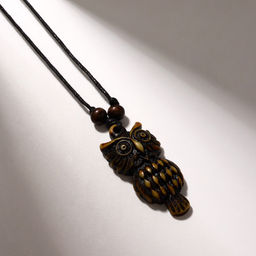 Цена за 2 шт. Кулон на шнурке «Филин», коричнево-чёрный на чёрном шнурке, 80 см