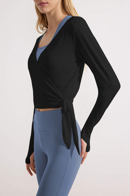 Siyah Micro Baglamal? Kruvaze Crop Bluz/Bolero THMSS26BZ00002 - Trendyolmilla фото 13