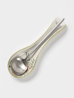 Подставка под ложку Доляна «Цветы», 22.3×7.1×2.7 см, доломит, белая