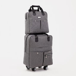 Сумка дорожная 2 в 1 на колёсах 20, отдел на молнии, 4 наружных кармана, цвет серый