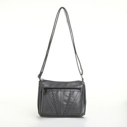 Сумка женская, среднего размера, кросс-боди, на молнии, 20×8.5×15 см, серая