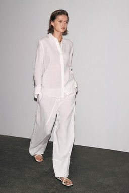 ZW COLLECTION 100% LINEN PALAZZO TROUSERS - Zara фото 17
