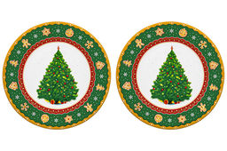 Набор тарелок для десертов 2 пр. 19*19*2 см Новогодняя елка зеленый узор NEW BONE CHINA - Elan gallery фото 16