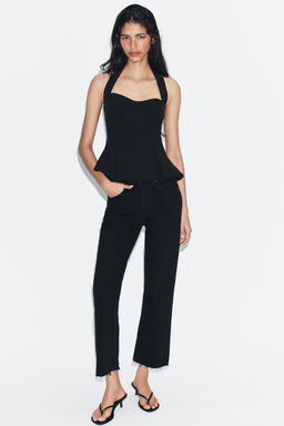 TOP HALTER PLIEGUES / Negro