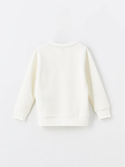 Bisiklet Yaka Bask?l? Uzun Kollu Erkek ?ocuk Sweatshirt