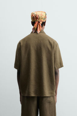 CAMISA RELAXED FIT 100%LINO / Khaki oscuro - Zara фото 3