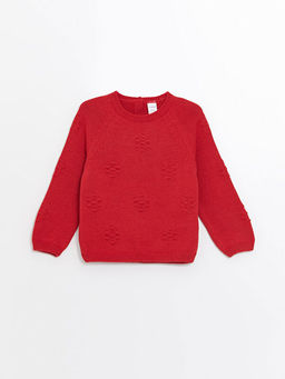 Bisiklet Yaka Desenli K?z Bebek Triko Kazak