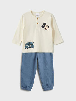 Mickey Mouse Bask?l? Erkek Bebek Ti??rt ve E?ofman Alt?