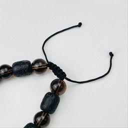 Браслет регулируемый из Лавы и Раухтопаза от 18 см