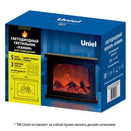 ULD-L2821-005/DNC/RED BLACK FIREPLACE Светильник светодиодный Камин с эффектом пламени, питание от батареек 3АА (не в/к) или USB (в/к), 28х21см. 5 светодиодов. Корпус черный. TM Uniel