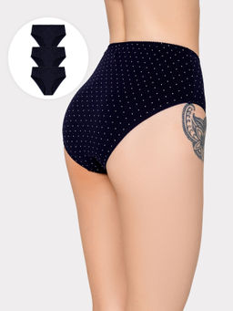 Цена за 2 штуки! Трусы женские макси мультипак (3 шт.) синие в горошек