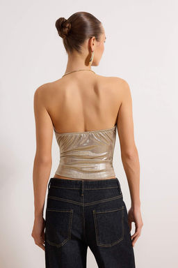 Ac?k Sar? Aksesuar Detayl? Degaje Yaka Orme Party Bluz TPRAW26BZ00062