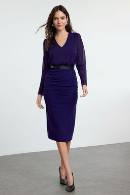 Trendyolmilla Mor Duz Dokuma Elbise TWOAW24EL00591 фото 2