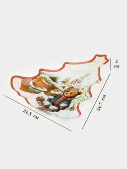 Блюдо сервировочное новогоднее Доляна Московкий мишка, 24.5?24.7?2 см, стекло, белое