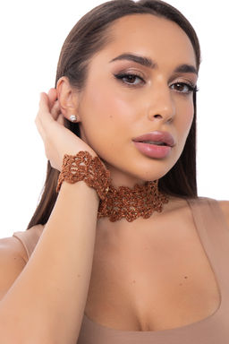 Комплект чокер + браслет широкий (терракот) А10