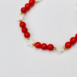 Браслет из Коралла и Перламутра с подвеской "Месяц" 15,5 см