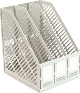 Цена за 1 шт. Подставка для бумаг трехсекционная сборная пластиковая ErichKrause Classic, серый