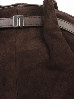 LACCOMA сумка Y2346F-темно коричневый натуральная замша, натуральная кожа полиэстер